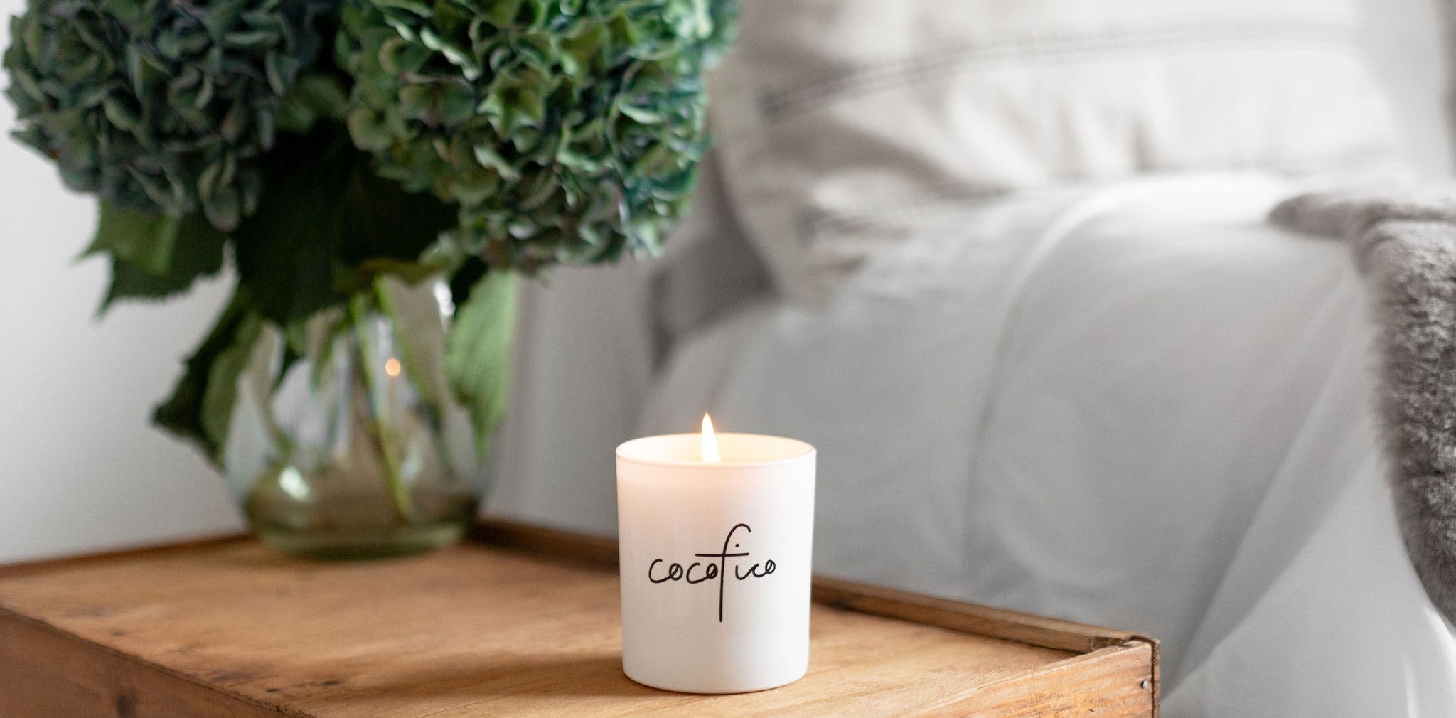cocofico candle near bedside