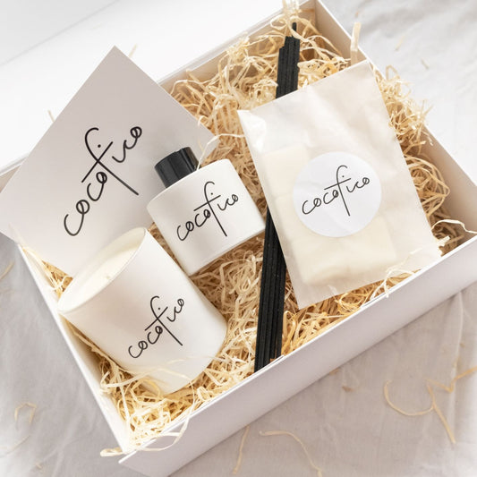 Collection gift box with full size candle, diffuser and wax melts