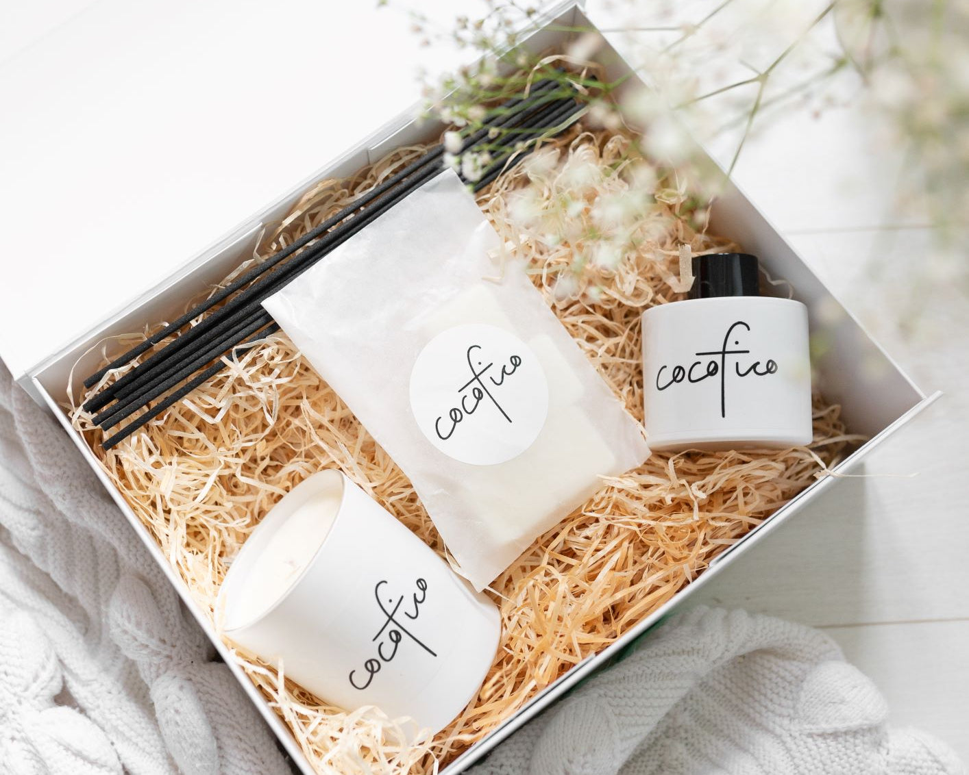 Collection gift box with full size candle, diffuser and wax melts