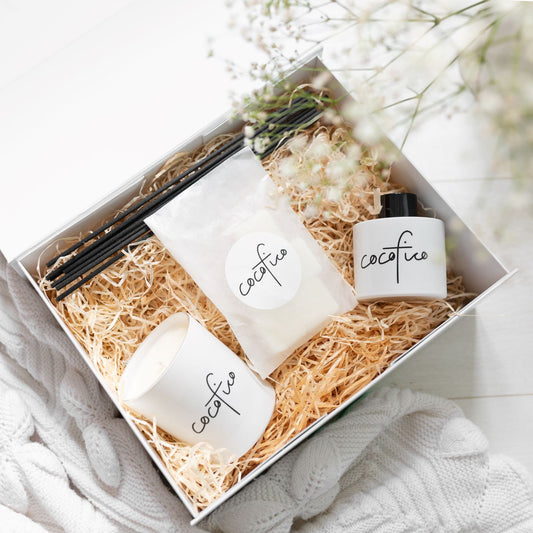 Collection gift box with full size candle, diffuser and wax melts